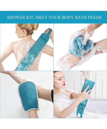 Exfoliating Back Scrubber, Glove, and Bath Sponge Set - Deep Clean Body for Men and Women (Green) - Buy Online on GoSupps.com