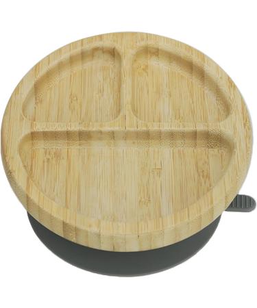 Bamboo Weaning Set + Toothbrush Teether | Baby Luxe 10 Piece Divided Suction Tableware Set for Self Feeding | Charcoal Grey - Buy Online on GoSupps.com