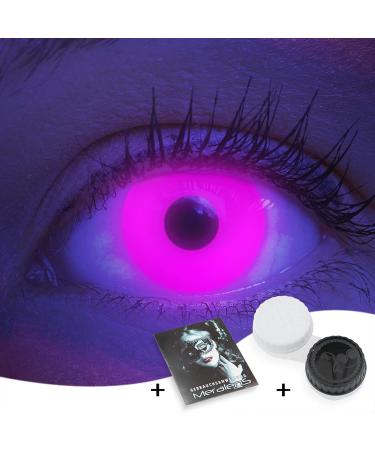 Colored UV Contact Lenses - Pink Black Light Glow Annual Lenses for Halloween Mardi Gras Carnival | Top Quality Neon Color with Containers - Buy Online on GoSupps.com