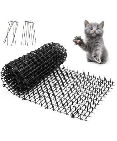 Cat Scat Spike Mat Pet Deterrent Spikes Prickle Mat with 8 Garden Staples for Garden Porch Home - Stop Dog Digging/Keep Cat Away (Size:79" x 12")