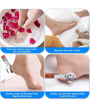 Eproicks Stainless Steel Corneal Remover for Feet - Effective Foot Care Tool with Wooden Handle & 10 Blades for Dead Skin Removal - Buy Online on GoSupps.com