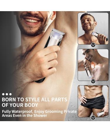 Body Hair Trimmer for Men | Waterproof Electric Groin Shaver with LED Light - Male Grooming Kit - Buy Online on GoSupps.com