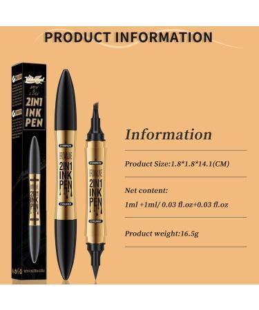 Eyebrow Pencil Liquid Eyebrow Pen 2 in 1 Dual-ended Eyebrow Waterproof & Long Lasting Liquid Eyeliner Pen Four-tip Brow Pencil for Women Gift Black - Buy Online on GoSupps.com