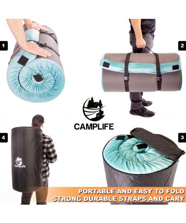Camplife Certipur-US Memory Foam Sleeping Mattress Most Comfortable Camping Mattress with Carry Bag Travel Strap Removable Waterproof Cover Roll Out Sleeping Pad Floor Bed (Twin - 75" x 38" x 3") - Buy Online on GoSupps.com