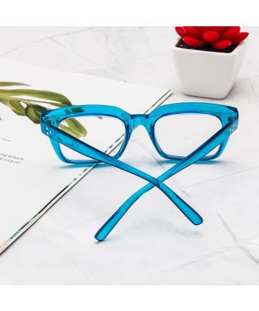 MMOWW Oversized Square Frame Anti Blue Light Reading Glasses for Women - Transparent Blue 3.5x - Buy Online on GoSupps.com