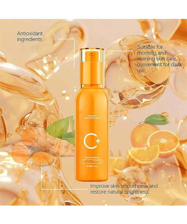 JUFKGBAR Vitamin C Time Body Cream Vitamin C Whitening Body Lotion Natural Moisturizing Anti-Dark Circles Toning Cream for Body Face and Uneven Skin Tone - Buy Online on GoSupps.com
