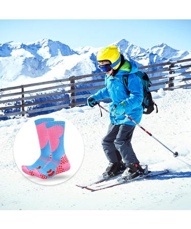 Lymaha Kids Ski Socks - Thick Reinforced Knee Socks for Boys & Girls Winter Sports 9-10 Years - Perfect for Skiing & Snowboarding Pink - Buy Online on GoSupps.com