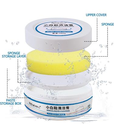 COTTNY New 260g White Shoe Cleaning Cream Shoes Whitening Cleansing Cream w/ Sponge Shoes Cleaner Cream for White Canvas Shoes Multi-functional Yellowing Whitening Sneaker Stain Remover Kit (1PC) - Buy Online on GoSupps.com