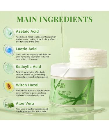 ANAI RUI Clarifying Toner Pads - Exfoliating Face Pads with Lactic Salicylic & Azelaic Acid for Acne & Blemishes - 50 Count - Buy Online on GoSupps.com
