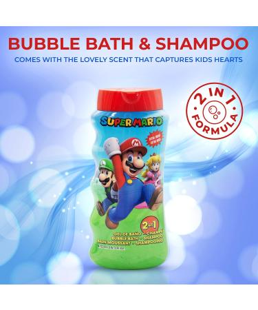 Super Mario Children Hair and Body Wash 2 in 1 Bubble Bath and Shampoo Suitable for All Hair Types and Dry Sensitive Skin and Scalp 475 ml - Buy Online on GoSupps.com