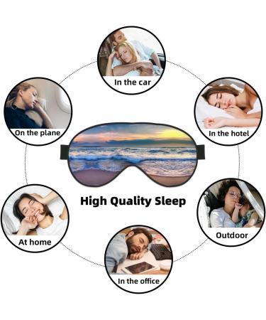 Serene Seaside Sunset Print Sleep Mask - Double-Sided Unisex Eye Mask for Sound Sleep & Skin Care - Buy Online on GoSupps.com