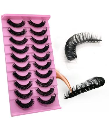 10Pairs 3d Russian  D Curl Lash Strips  15mm Wispy Fake Lashes that Look Like Extensions  Natural False Lashes Mink s09