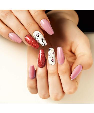 Ballerina Nails Long False Nails Coffin Fake Nails Full Cover Length 100 Pieces Artificial Fingernails Tip with Case for Nail Salons and DIY Nail Art 10 Sizes (Clear) Assorted Color - Buy Online on GoSupps.com