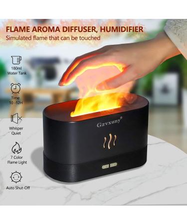 Flames Aroma Diffuser - 7-Color Light Essential Oil Humidifier for Home Office Yoga & Kids - Automatic Switch-Off (Black) - Buy Online on GoSupps.com