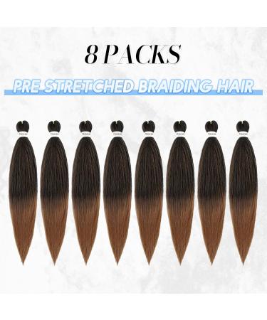 Feshfen Pre-Stretched Braid Hair Extensions 65cm | 8 Pack Yaki Texture - T1B/30# Auburn for Braiding - Buy Online on GoSupps.com
