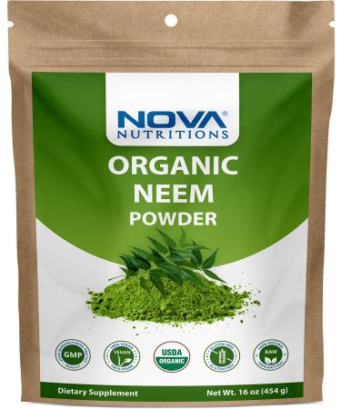 Nova Nutritions Certified Organic Neem Leaf Powder 16 OZ (454 gm) - Also Called Azadirachta Indica