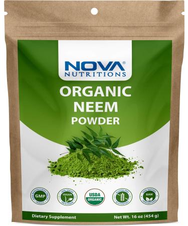 Nova Nutritions Certified Organic Neem Leaf Powder 16 OZ (454 gm) - Also Called Azadirachta Indica