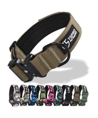 Tspro premium dogs collar with bright patch-thick collar for dogs adjustable with robust quick lock metal buckle-suitable for small medium and large dogs (khaki-l) patch version size L- (adjustable 42.5cm-65cm) khaki - Buy Online on GoSupps.com