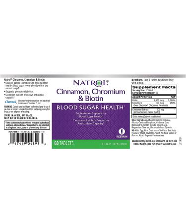 Natrol Cinnamon Chromium Biotin Tablets - 60 Count for Metabolism Support - Buy Online on GoSupps.com