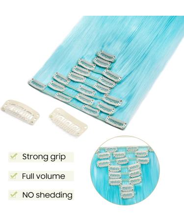 S-noilite 26 Long Sky Blue Clip in Hair Extensions - 8 Piece 18 Clips Hairpiece - Buy Online on GoSupps.com