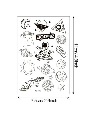 Konsait 140pcs Glow in The Dark Space Temporary Tattoos - Solar System Universe Outer Space UFO Designs for Kids, Birthday Party Favor - Buy Online on GoSupps.com