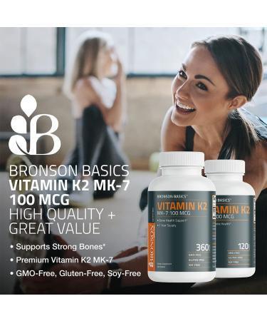 Bronson Vitamin K2 MK-7 100 MCG 1 Year Supply - Bone Support - Non-GMO - 120 Tablets - Buy Online on GoSupps.com