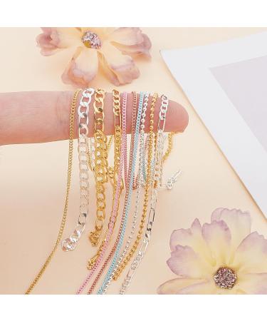 NICENEEDED 12 Strips Metal Nail Art Chains Nail Jewelry Chains with Box Alloy Nail Chains Punk Nail Charms Nail Ornament Chain Nail Jewels Nail Art Studs for Nail Salon - Buy Online on GoSupps.com