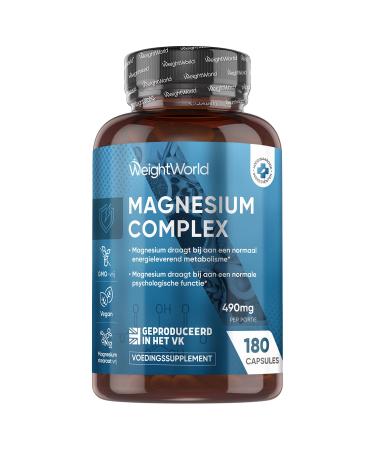 Magnesium Complex 1700 mg 180 vegan capsules for a 3month supply With Magnesium Bisglycinate Magnesium Citrate Magnesium Malate and Magnesium Taurate From WeightWorld