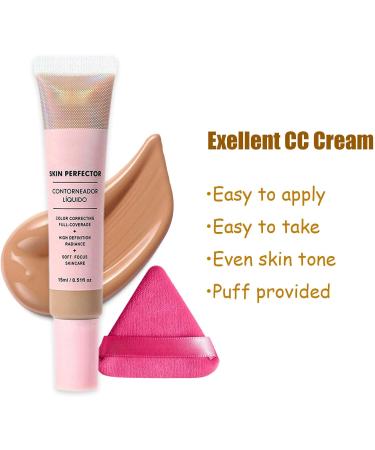 CC Cream Bb Cream Foundation Skin Tone Adjusting Matte Colour Correcting Brightening Face Cream Full Coverage Foundation Anti-Redness with Triangle Powder Puff Set (Sand) - Buy Online on GoSupps.com