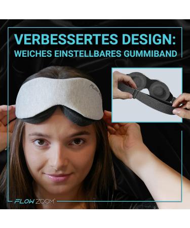 FLOWZOOM Comfortable Sleep Mask for Men & Women - Soft Eye Mask with Narrow Elastic Band in White-Grey | Ideal for Restful Sleep - Buy Online on GoSupps.com