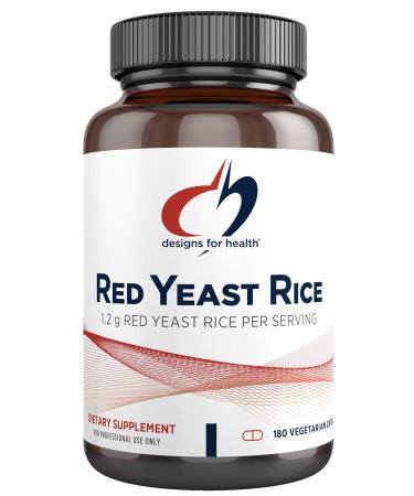 Designs for Health Red Yeast Rice Capsules - 1200mg (1.2g) Red Yeast Rice Supplement to Support Cardiovascular Health - Non-GMO, Made with US-Grown Organic Red Yeast Rice (180 Capsules) Standard Packaging