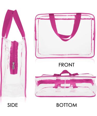 Sibba Clear Tote Bag - Large Transparent Waterproof Cosmetic Organizer Handbag in Fashionable Rose Red - Buy Online on GoSupps.com