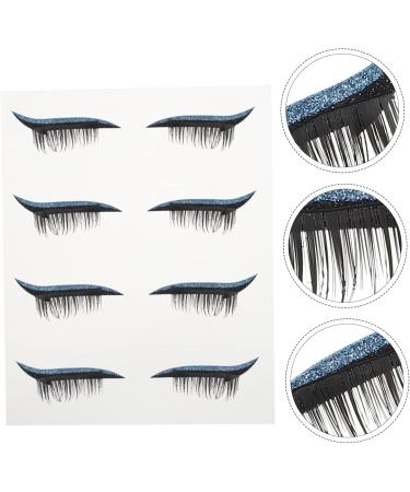 POPETPOP 4 Pairs False Eyelashes Eye Makeup Sticker women wispy eye lashes invisible eye line strip sticker self adhesive eyeliner strip makeup eyelashes soft plastic 3d Adhesive strip 4x1.5cm Blue - Buy Online on GoSupps.com