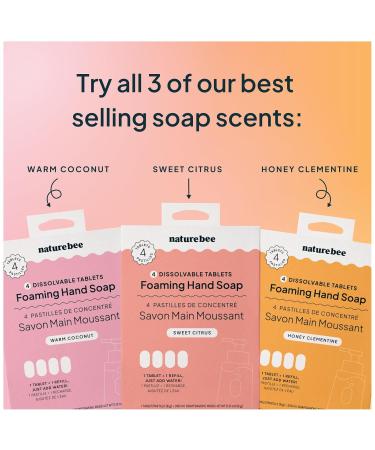 Eco-Friendly Foaming Hand Soap Refill Tablets - Honey Clementine Scent | Zero Waste & Sustainable | Makes 4 Bottles (34 Fl Oz - Buy Online on GoSupps.com