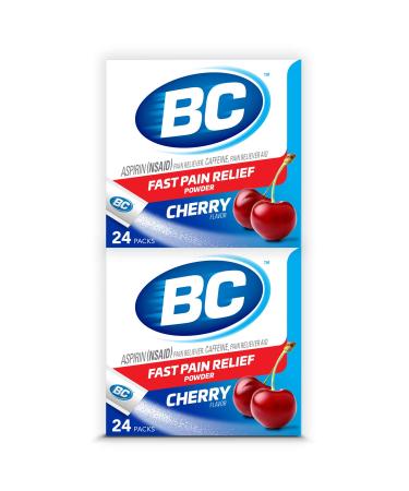 BC Powder Pain Reliever, Cherry Flavor Dissolve Packs, 24 Individual Packets, 2 Pack 24 Count (Pack of 2) Cherry