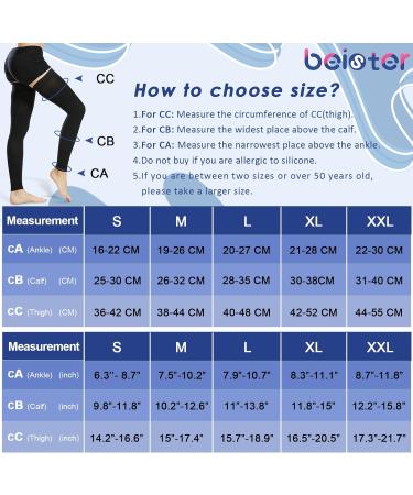 Buy Beister 15-20 mmHg Compression Stockings for Men & Women - Edema Support Socks with Silicone Band - Class 1 Varicose Veins & DVT Relief - Long Flight Compression - Black - XXL - Buy Online on GoSupps.com