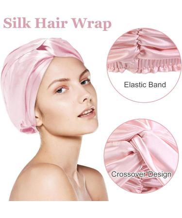 Mulberry Silk Double-Sided Hair Wrap Bonnet for Curly Hair | Pink Silk Sleep Cap - Buy Online on GoSupps.com
