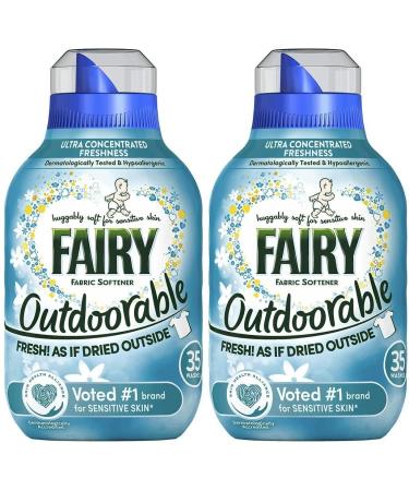 Fairy Outdoorable Non Bio Fabric Conditioner Huggably Soft for Sensitive Skin Ultra Concentrated Freshness 2Pk 2 x 35washes 2 x 490ml
