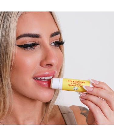 Lip Session Lip Balm Vanilla (Original) Flavor Big Stick 0.5 Oz. - With Vitamin E & Cocoa Butter - Moisturizes & Soothes Dry Cracked or Chapped Lips - Buy Online on GoSupps.com