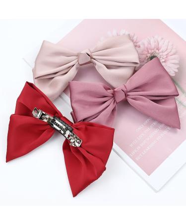Cinaci 8 Pieces Big Oversized Silky Satin Hair Bow Barrettes Bow Hair Clips Accessories for Women Girls Teens Kids - Buy Online on GoSupps.com