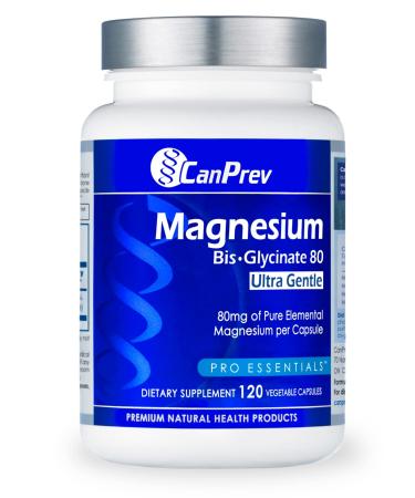 CanPrev - Magnesium Biglycinate Chelated 80 mg Ultra Gentle 120 Caps - Muscle Health Bone Health and Cramp Relief- 3rd Party Tested - Formulated & Made in Canada