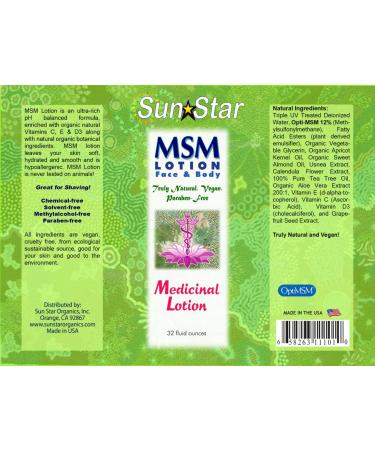 MSM Face & Body Lotion with Tea Tree Oil Medicinal Lotion