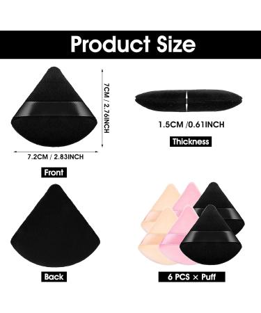 6PCS Velour Soft Triangle Powder Puffs for Face Contouring and Makeup - Set of 6 in Black/Pink/Skin Color - Buy Online on GoSupps.com