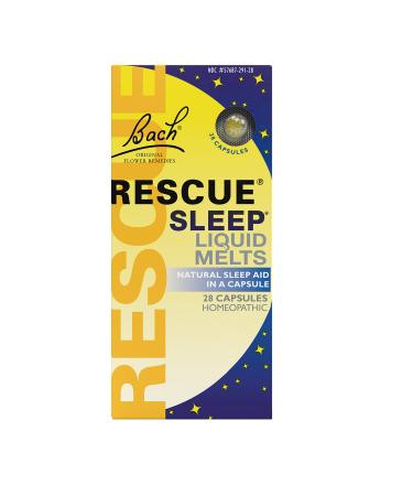 Bach RESCUE SLEEP Liquid Melts, Natural Orange Vanilla Flavor, Natural Sleep Aid, Stress Relief, Homeopathic Flower Remedy, Melatonin Free, Gluten and Sugar-Free, Non-alcohol, Non-Narcotic, 28 Count 28 Count (Pack of 1)