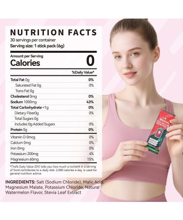 VitaGlows Electrolyte Powder Drink Mix Zero Sugar Watermelon Salt Hydration Supplement for Energy & Recovery 30 Servings Gluten-Free Soy-Free Dairy-Free - Buy Online on GoSupps.com
