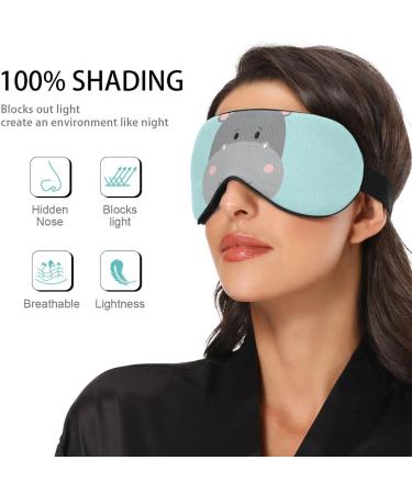 Cute Hippo Breathable Sleep Mask - Summer Cool Feeling Eye Cover for Rest - Elastic Contoured Blindfold for Men & Women | Ideal for Travel - Buy Online on GoSupps.com