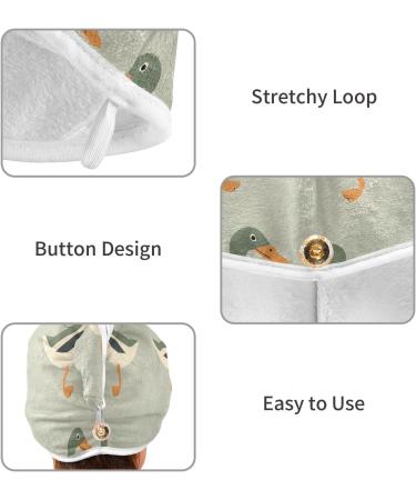 Super Absorbent Green White Goose Hair Towel 2 Pack - Quick Dry Hair Turbans with Button Twisty Wrap for Women & Girls - Ideal for Fast Hair Drying - Buy Online on GoSupps.com