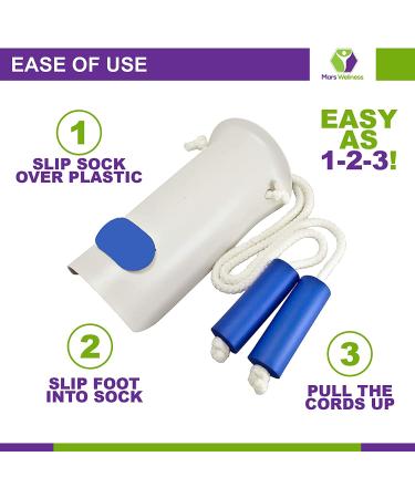Mars Wellness Deluxe Sock Aid Donner - Foam Grip Handles - Adjustable Cords - Compression Sock Helper for Elderly, Senior, Pregnant, Diabetics - 1 Pack - Buy Online on GoSupps.com