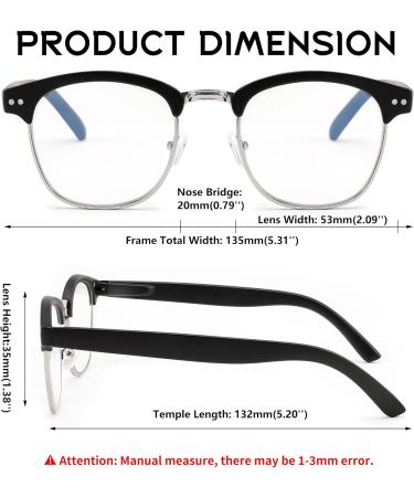 FEISEDY Blue Light Filter Half Frame Reading Glasses for Men & Women | Retro 50s 60s Nerd Glasses | Clear Lens B0005 +1.00 Black Shop Now! - Buy Online on GoSupps.com
