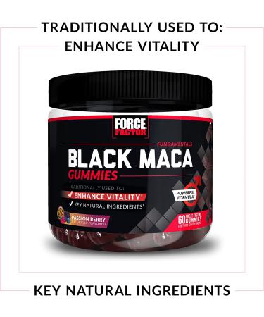 Force Factor Black Maca Gummies - Increase Energy & Strength with Black Maca Root, BioPerine for Absorption - Passion Berry Flavor - 60 Gummies - Buy Online on GoSupps.com
